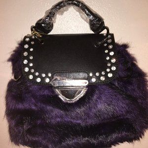 Imoshion Purple Fur Shoulder Bag New W/Tags